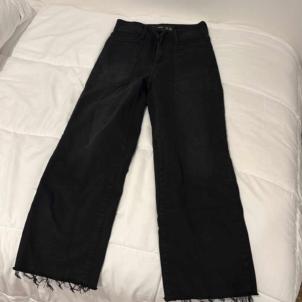 Just Black Denim black distressed slim-straight jeans